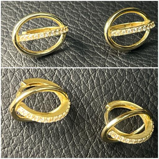 Златни обеци Халки циркон ЧИСТО НОВИ 14 карата 585 zlatni obeci zlaten gold