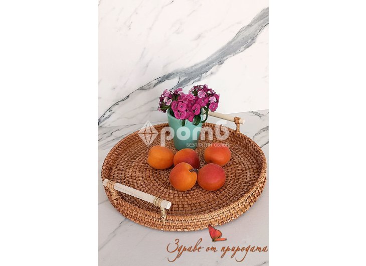 Кръгъл ратанов поднос  2