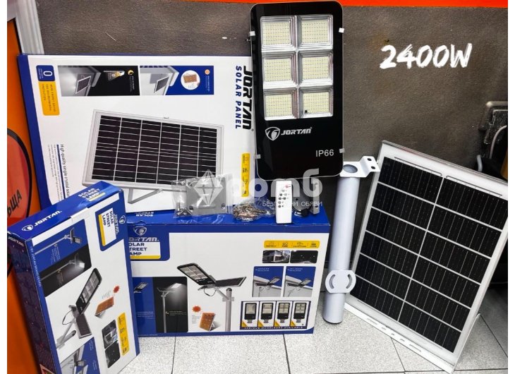 LED Соларна улична лампа JORTAN 2400 W най мощната панел стойка дистанционно-1