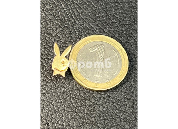 Златна обица playboy висулка буква gold 585 14 karat obica zlatno -4