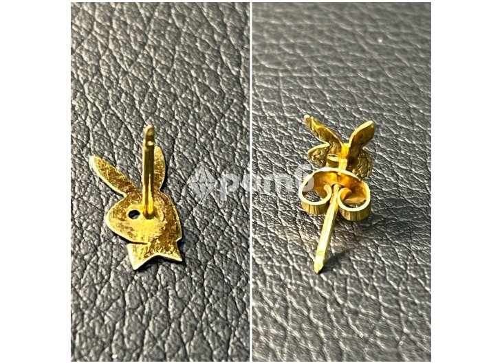 Златна обица playboy висулка буква gold 585 14 karat obica zlatno -8