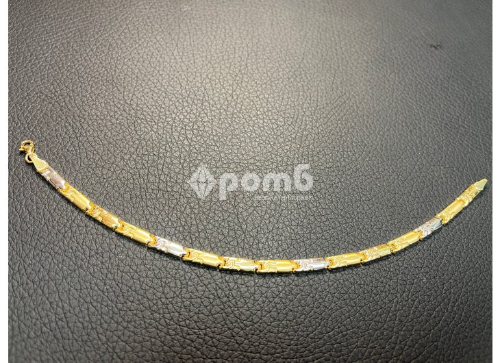Златна гривна нова 14 K 585 Gold zlatna grivna бяложълто злато -2