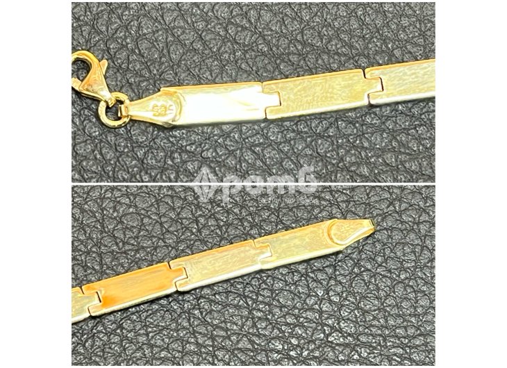 Златна гривна нова 14 K 585 Gold zlatna grivna бяложълто злато -7