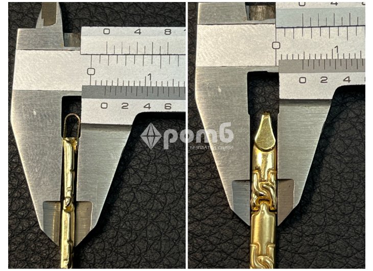 Златна гривна нова 14 K 585 Gold zlatna grivna бяложълто злато -9