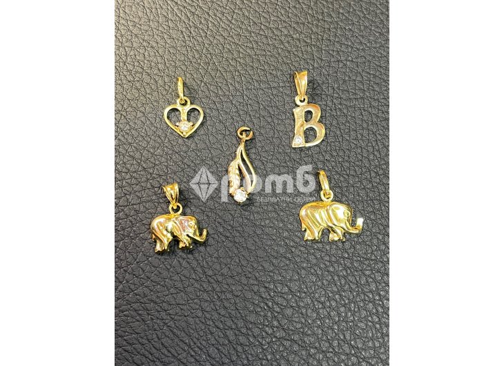 Златни висулки буква сърце слонче 14 карата 585 zlatni gold sarce bukva-1