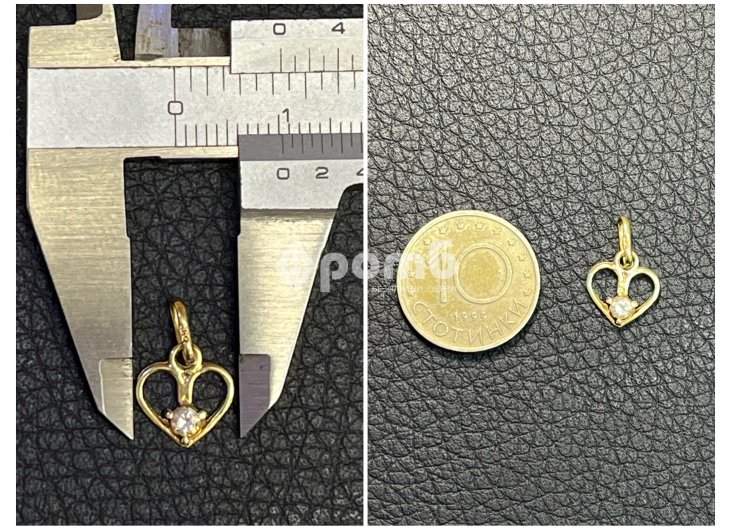 Златни висулки буква сърце слонче 14 карата 585 zlatni gold sarce bukva-4