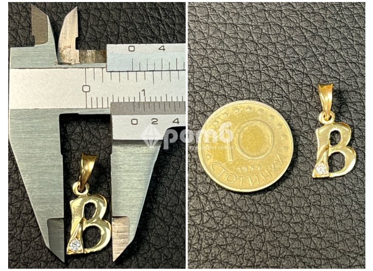 Златни висулки буква сърце слонче 14 карата 585 zlatni gold sarce bukva-9