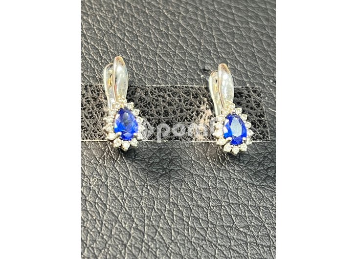 Сребърни обеци естествен САПФИР чисто нови 925 silver obeci -3