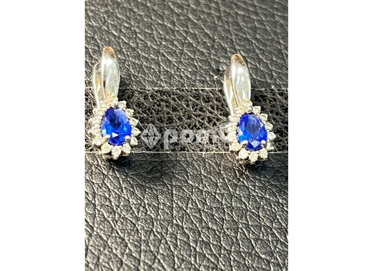 Сребърни обеци естествен САПФИР чисто нови 925 silver obeci -1