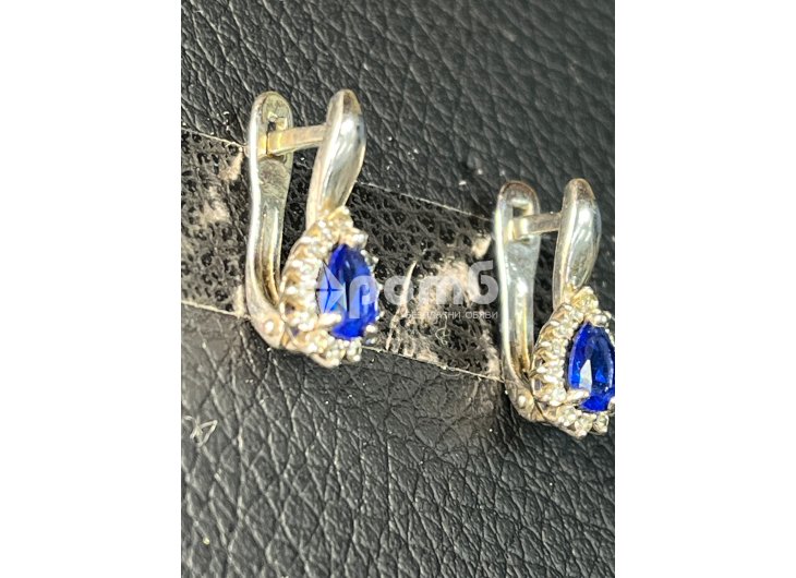 Сребърни обеци естествен САПФИР чисто нови 925 silver obeci -4