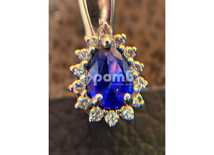 Сребърни обеци естествен САПФИР чисто нови 925 silver obeci -2