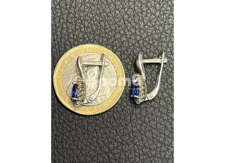 Сребърни обеци естествен САПФИР чисто нови 925 silver obeci -6
