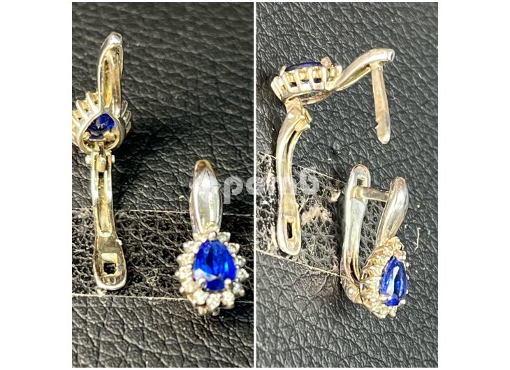 Сребърни обеци естествен САПФИР чисто нови 925 silver obeci -9