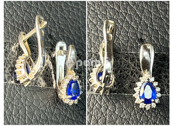 Сребърни обеци естествен САПФИР чисто нови 925 silver obeci -10