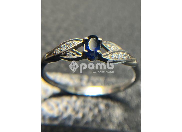 Сребърен пръстен естествен син САПФИР камък 925 silver -1