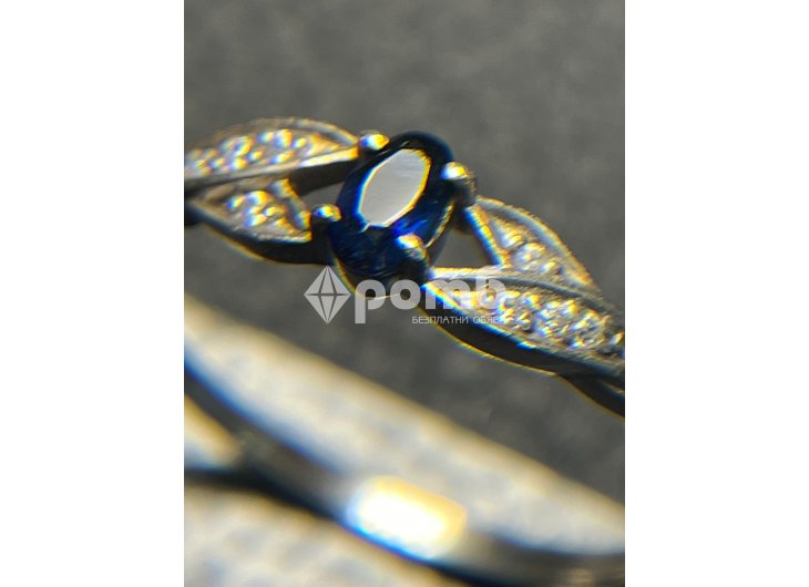Сребърен пръстен естествен син САПФИР камък 925 silver -4