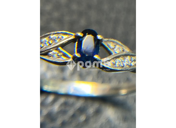 Сребърен пръстен естествен син САПФИР камък 925 silver -5