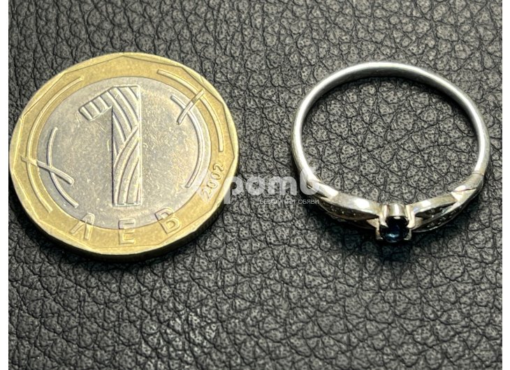 Сребърен пръстен естествен син САПФИР камък 925 silver -9