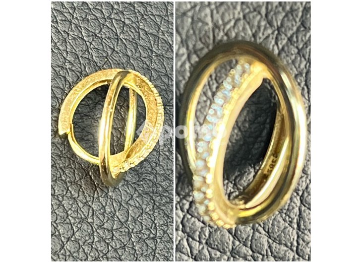 Златни обеци Халки циркон ЧИСТО НОВИ 14 карата 585 zlatni obeci zlaten gold-3