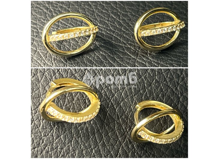 Златни обеци Халки циркон ЧИСТО НОВИ 14 карата 585 zlatni obeci zlaten gold-1