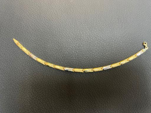 Златна гривна нова 14 K 585 Gold zlatna grivna  бяло-жълто злато 