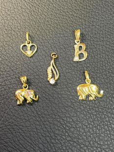 Златни висулки буква  сърце слонче 14 карата 585 zlatni gold sarce bukva