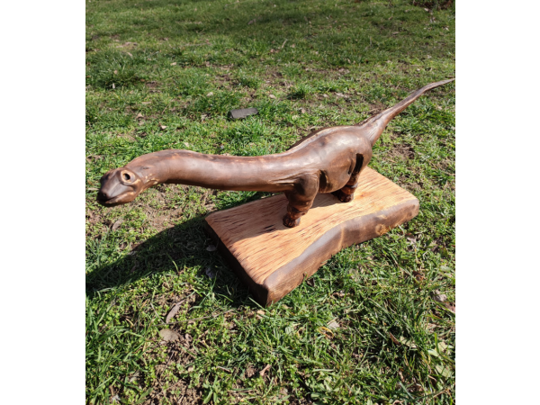 Дърворезба на Динозавър Бронтозавър от Див Орех Дървени Изделия Декорация за дома и Градината 2