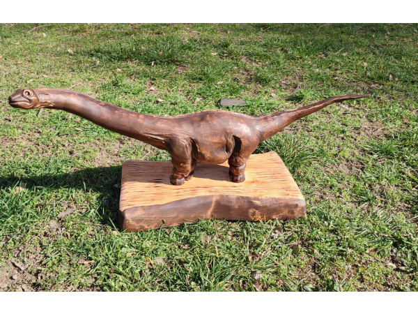 Дърворезба на Динозавър Бронтозавър от Див Орех Дървени Изделия Декорация за дома и Градината 5