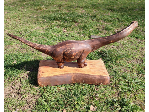 Дърворезба на Динозавър Бронтозавър от Див Орех Дървени Изделия Декорация за дома и Градината 6