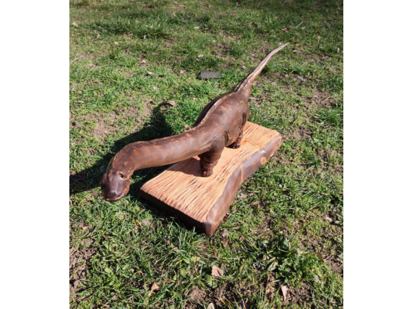 Дърворезба на Динозавър Бронтозавър от Див Орех Дървени Изделия Декорация за дома и Градината 7