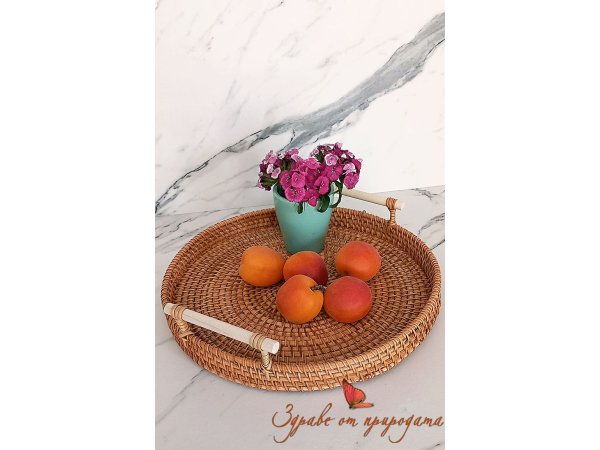 Кръгъл ратанов поднос  2